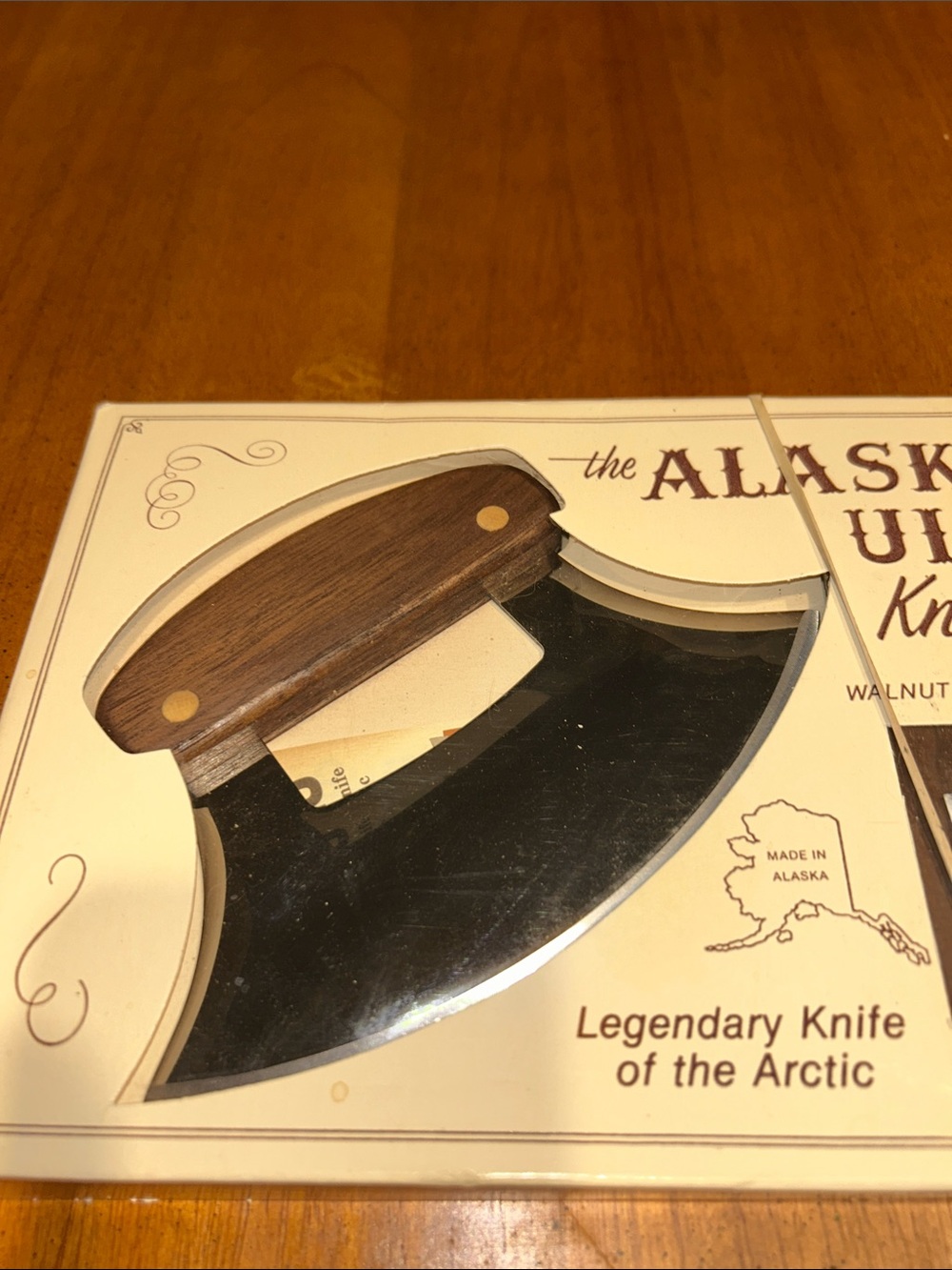 NIB Vintage Alaskan Ulu Knife with Walnut Handle